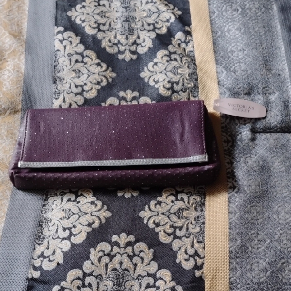 Victoria's Secret Purple and Silver Clutch-VINTAGE